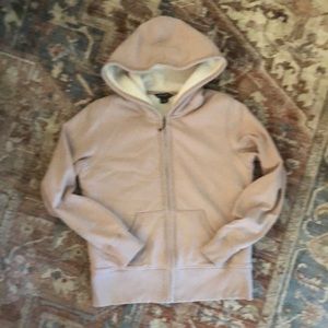 Eddie Bauer girls fleece-lined hoodie jacket size medium dusty rose pink